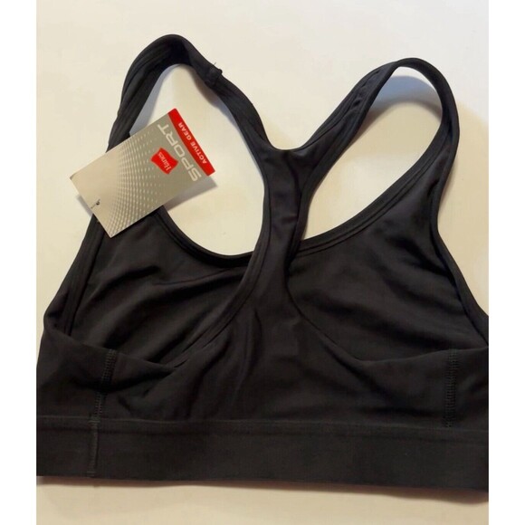 New HANES Sports Bra Size Medium Racerback Black Wireless - Picture 2 of 3